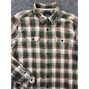 Gilded‎ Age Shirt Mens X-Large Green Plaid Flannel Button Up Pockets Shacket